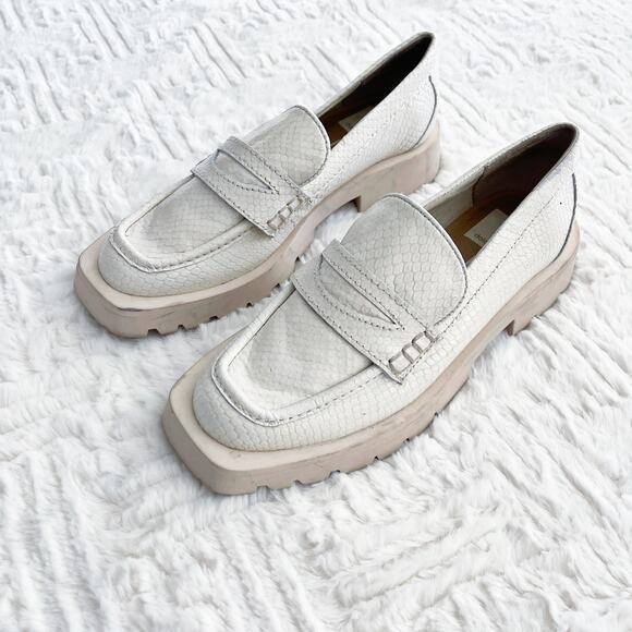 Dolce Vita Elias Flats Ivory Embossed Loafers - Picture 1 of 9